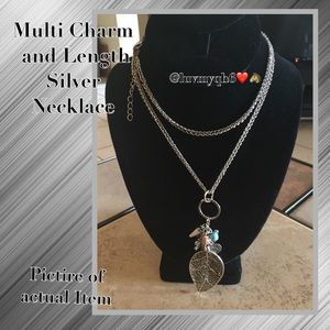 Silver Necklace Multi Charm and Length